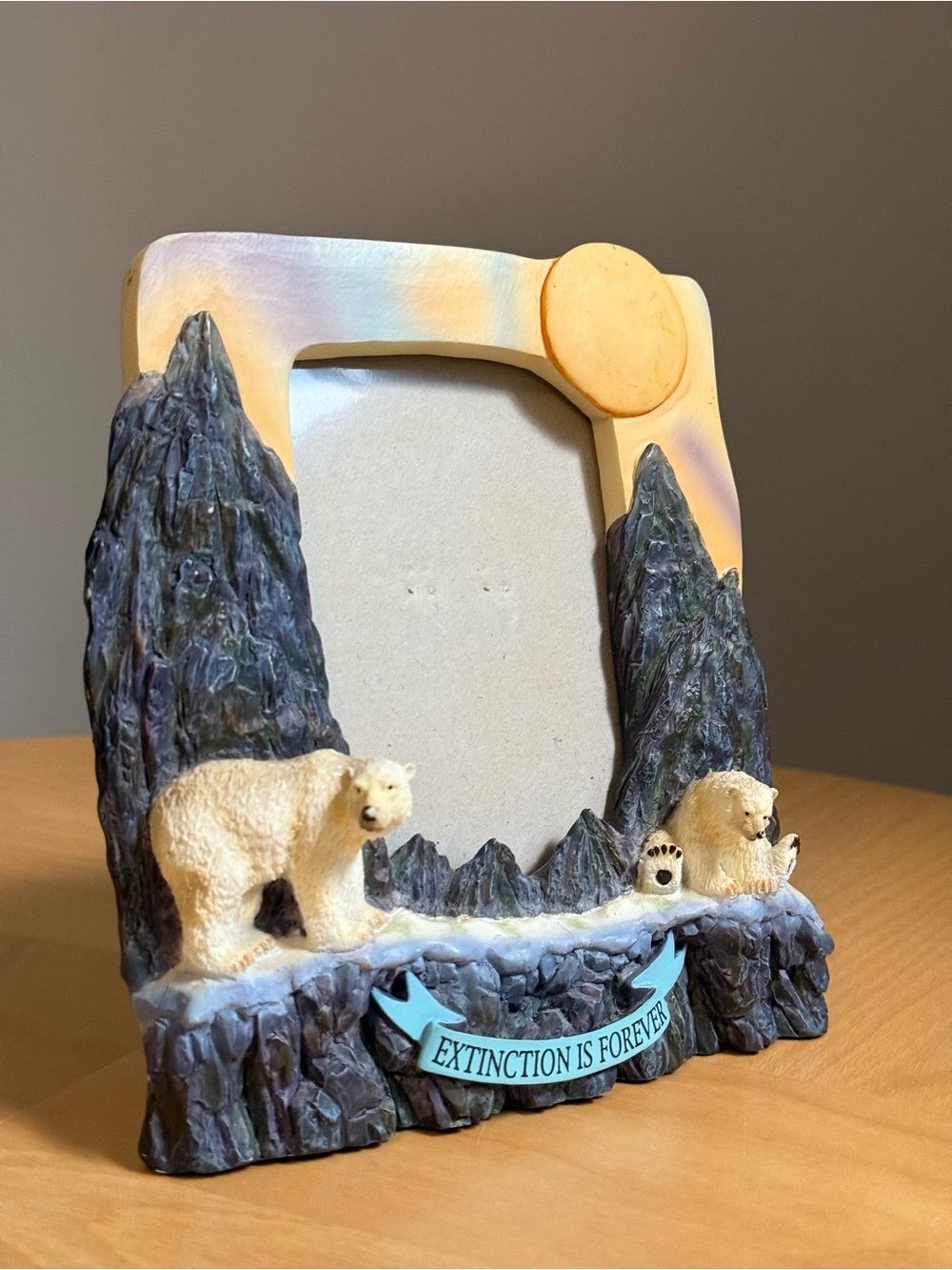 Extinction Is Forever Y2K Resin Polar Bear 3D Arctic Diorama Picture Frame